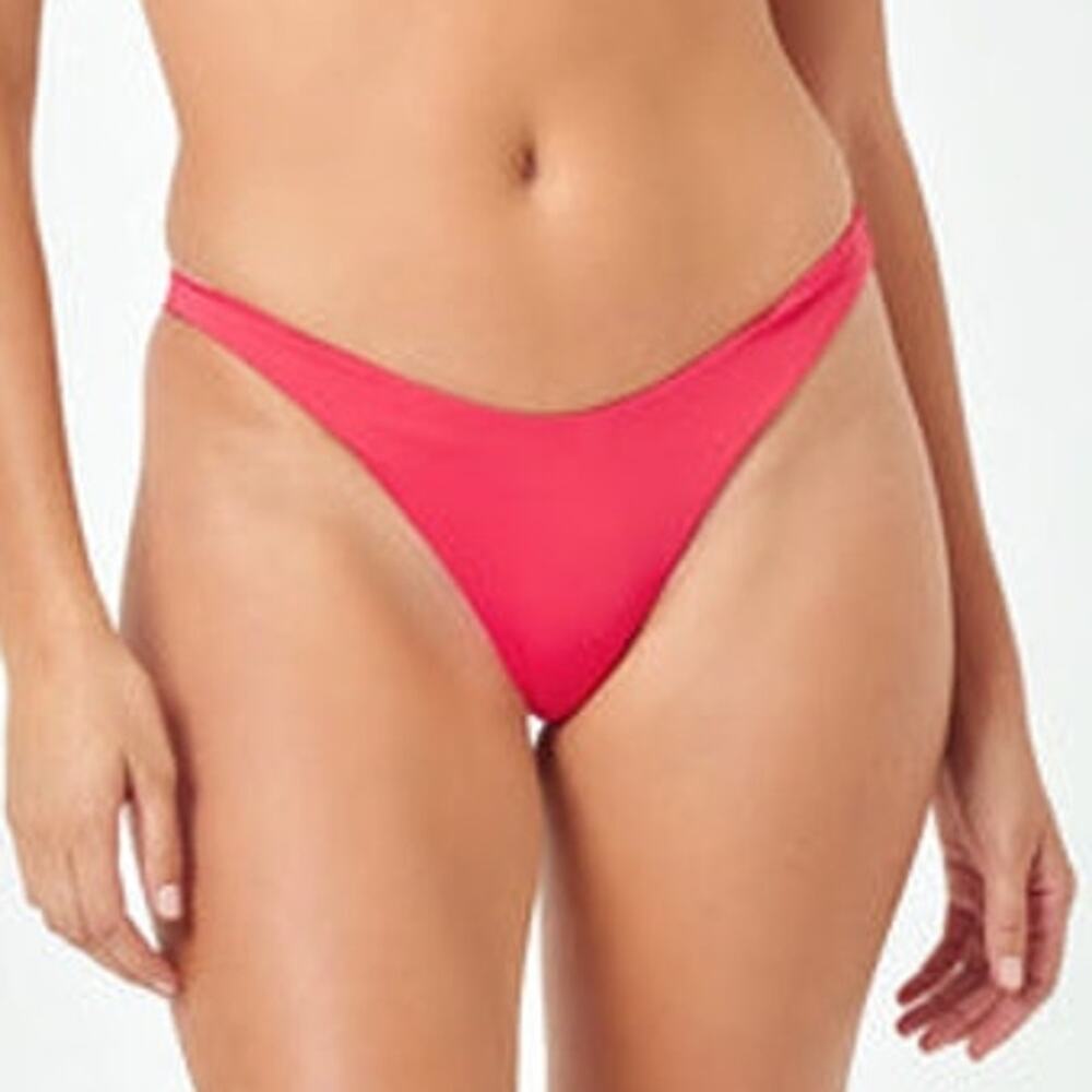 NWT L*Space Women's Cabana Bitsy Bikini Bottom High Leg Hot Cherry Pink Size S